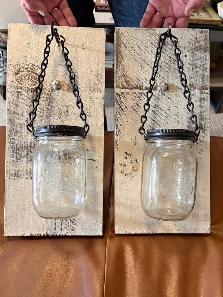 Vintage Bernardin Mason Jar Wall Sconces - Set of 2