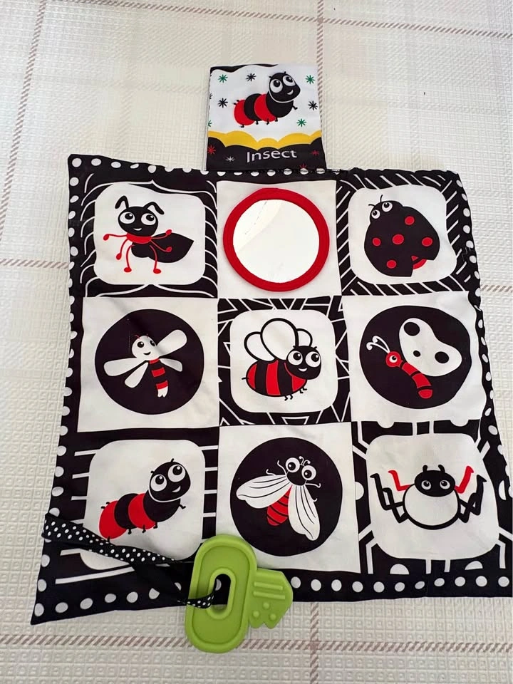 High Contrast Baby Soft Toy with Teether and Mirror