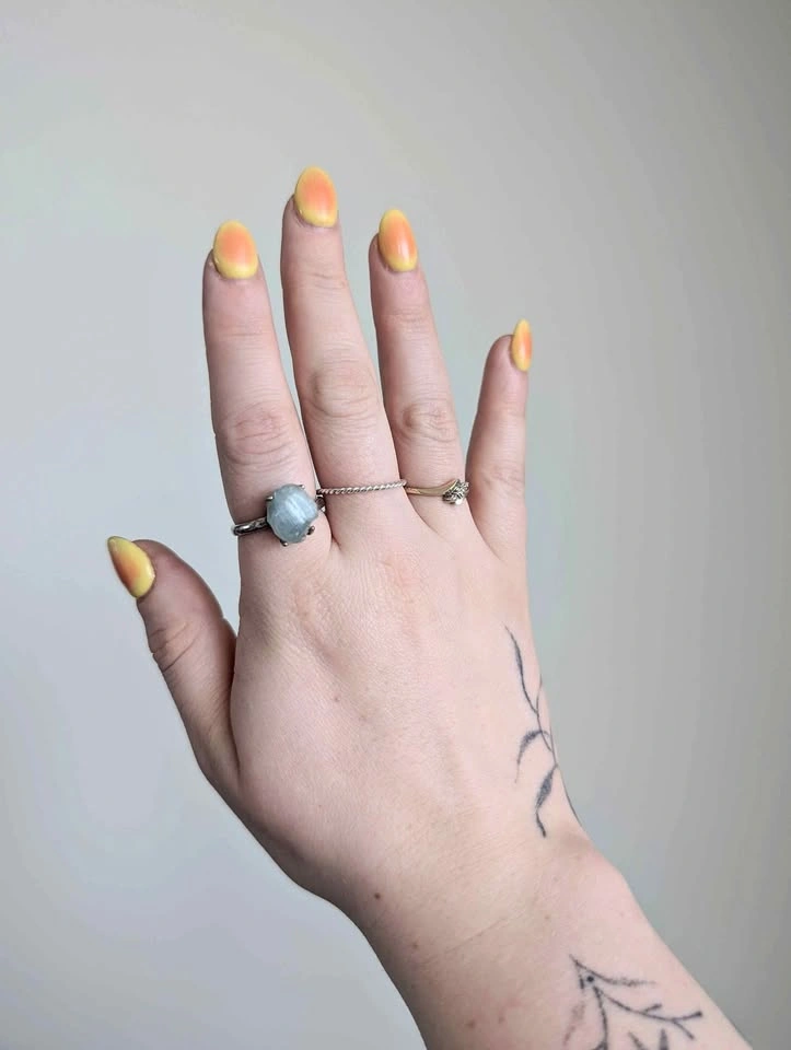 Raw Aquamarine Ring - Sterling Silver Size 9