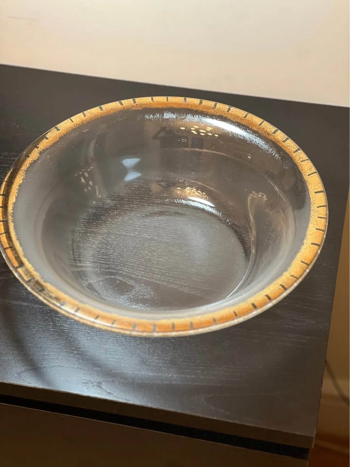 Glass Serving Bowl with Gold Rim - photo 3