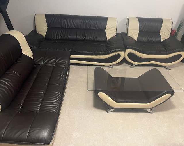 Complete 4-Piece Modern Leather Living Room Set - photo 2