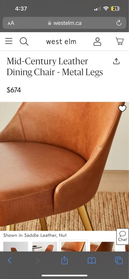 Mid-Century Leather Dining Chair - West Elm - photo 4