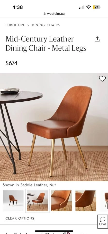 Mid-Century Leather Dining Chair - West Elm - photo 5