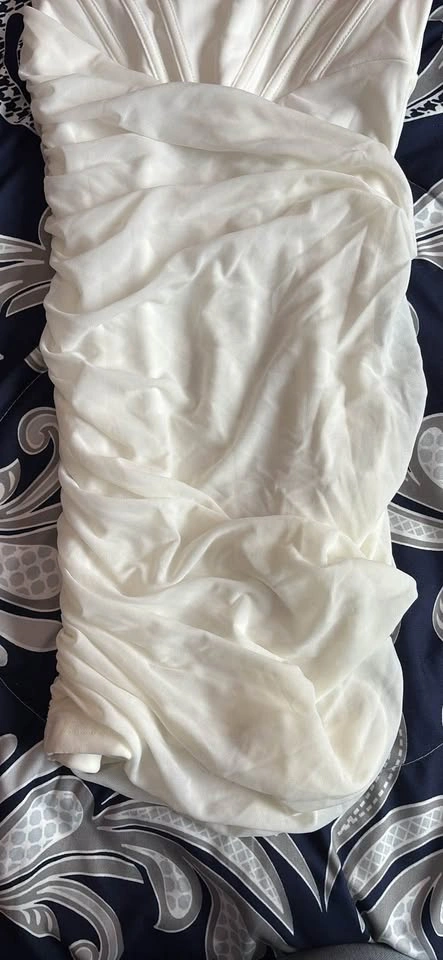 Cute White Halter Ruched Corset Mini Dress XS - photo 2