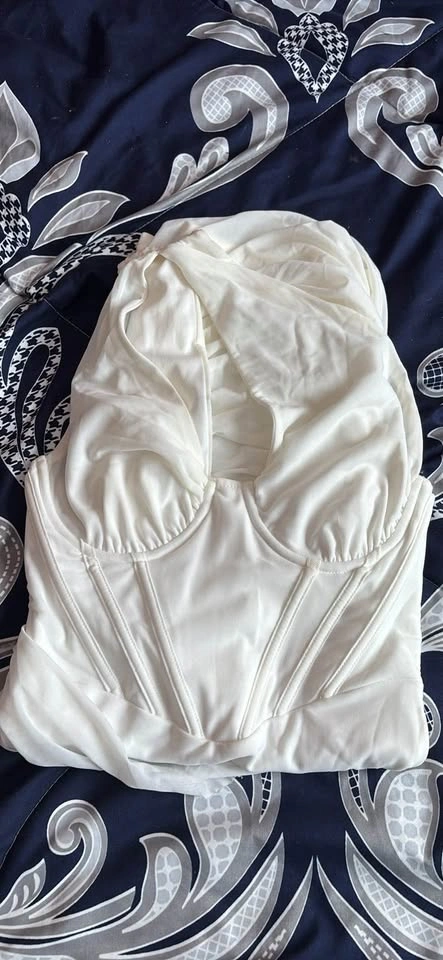 Cute White Halter Ruched Corset Mini Dress XS - photo 3