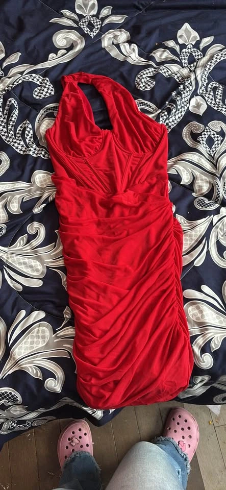 Cute White Halter Ruched Corset Mini Dress XS - photo 5