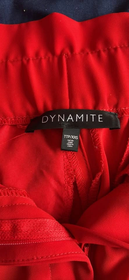 Dynamite Red High Waisted Tie Waist Shorts XXS - photo 4