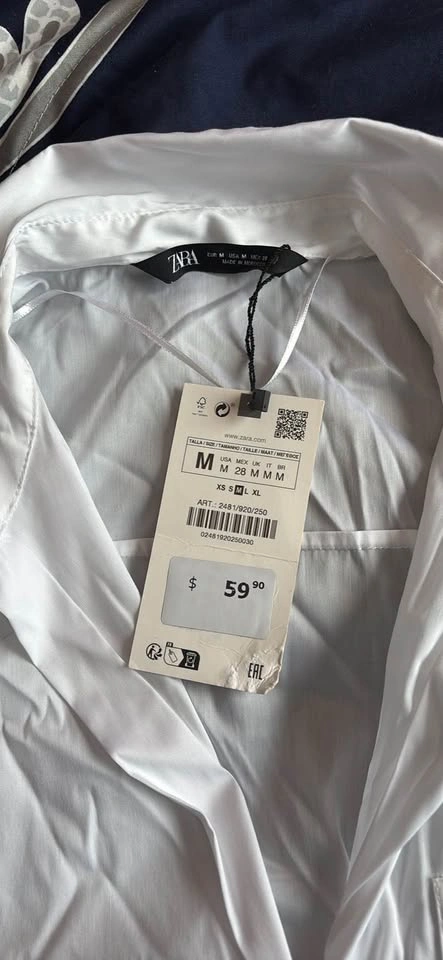 Zara white button up shirt new w tags size M - photo 2