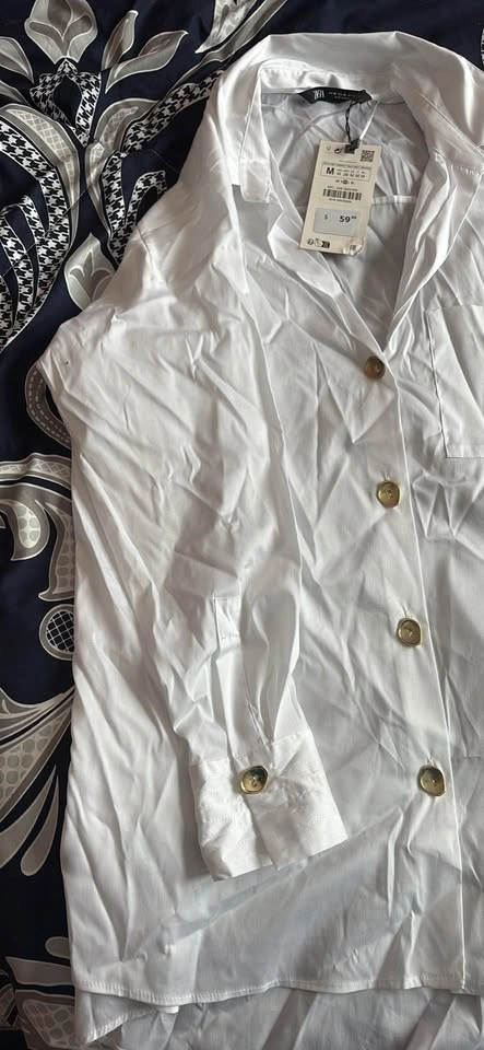 Zara white button up shirt new w tags size M - photo 3