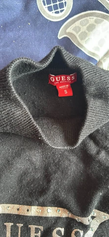 Guess Black Rhinestone Logo Sweater Small - photo 2