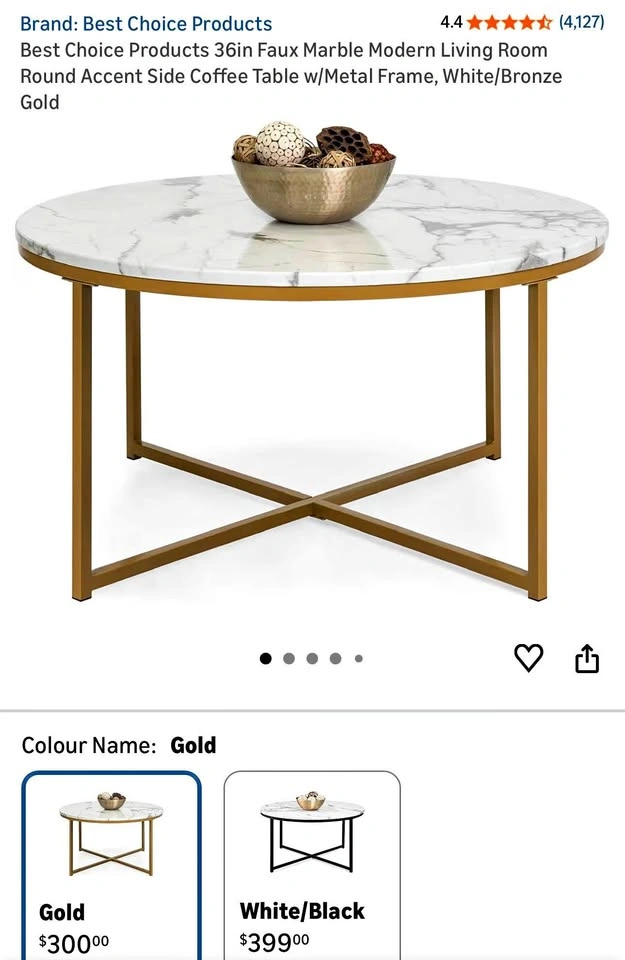 Round Faux Marble Coffee Table
