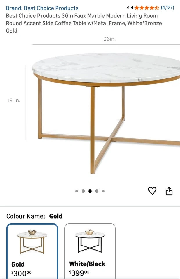Round Faux Marble Coffee Table - photo 2