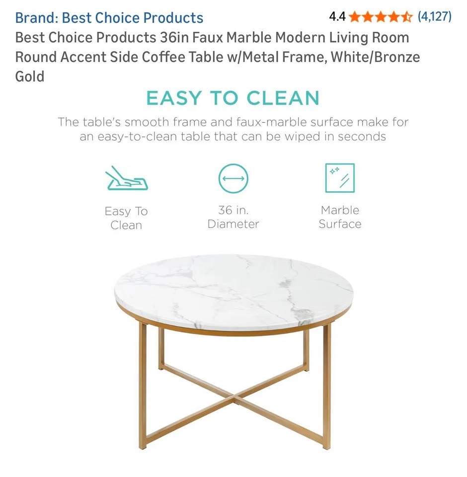 Round Faux Marble Coffee Table - photo 3