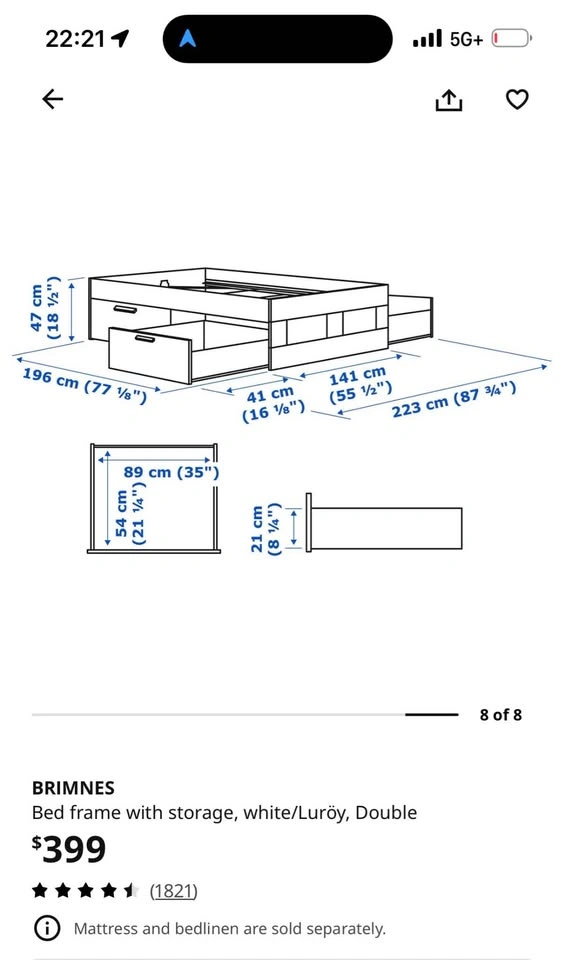 Double IKEA bed & mattress - photo 4