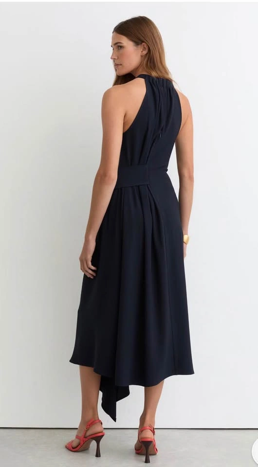 Elegant Navy Halter Midi Dress - New with tags - photo 4