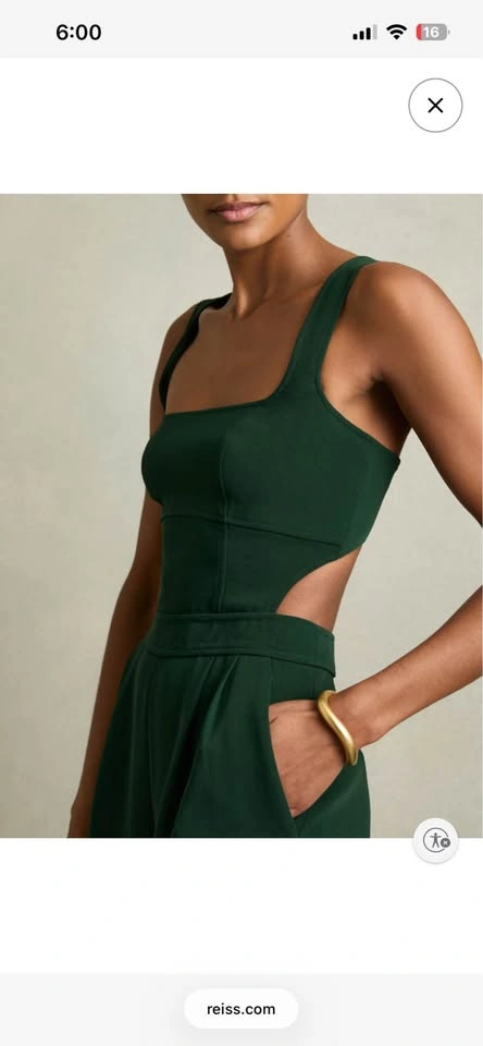 Reiss Emerald Green Wide-Leg Cutout Jumpsuit - New with tags - photo 3