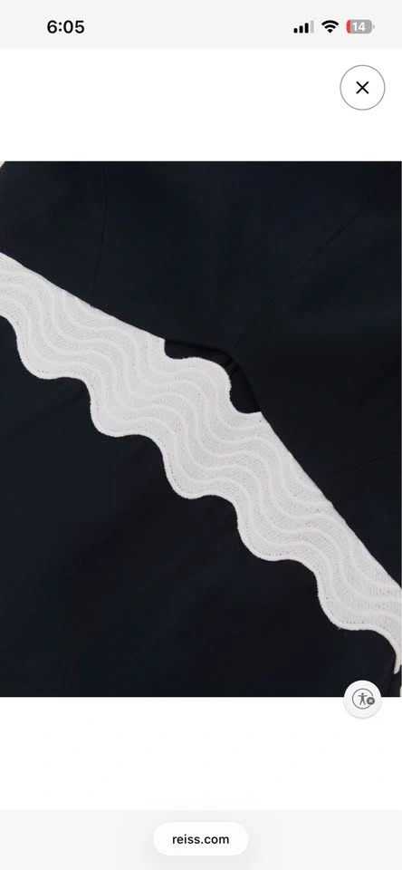 Reiss Navy Midi Dress with White Scallop Trim - New with tags - photo 2