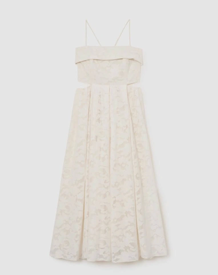 Reiss Cream Spaghetti-Strap Jacquard Midi Dress - New with tags - photo 2