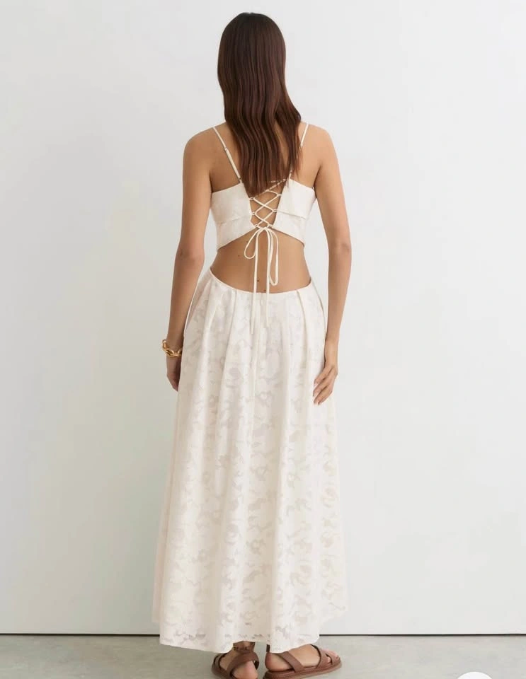 Reiss Cream Spaghetti-Strap Jacquard Midi Dress - New with tags - photo 4