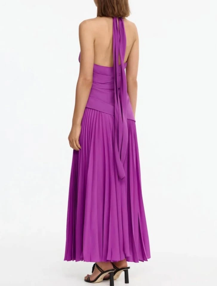 ACLER Mulberry Halter-Neck Pleated Maxi Dress - New with Tags - photo 2