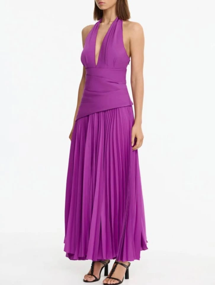 ACLER Mulberry Halter-Neck Pleated Maxi Dress - New with Tags - photo 3