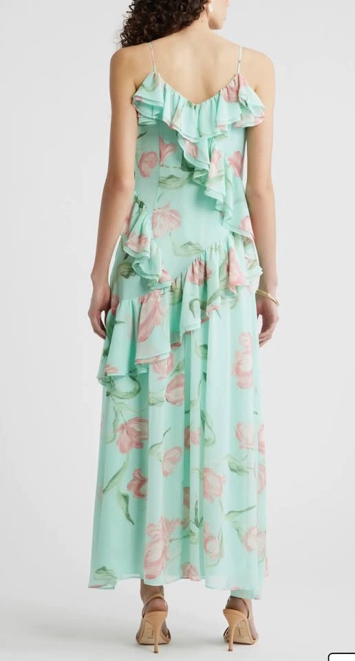 Chelsea28 Mint Green Floral Ruffle Maxi Dress - photo 2