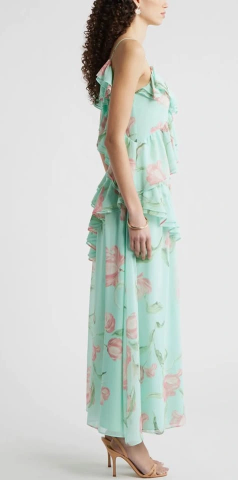 Chelsea28 Mint Green Floral Ruffle Maxi Dress - photo 3