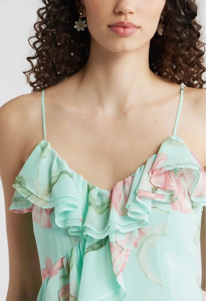Chelsea28 Mint Green Floral Ruffle Maxi Dress - photo 4