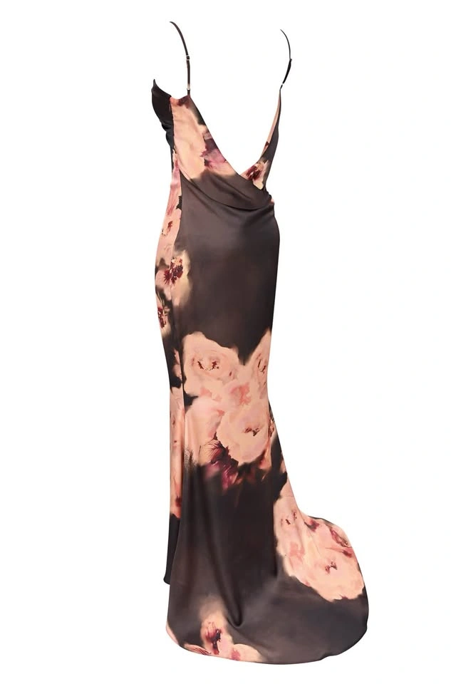 House of CB Brown Maxi Slip Dress with Blush Floral Print - photo 5