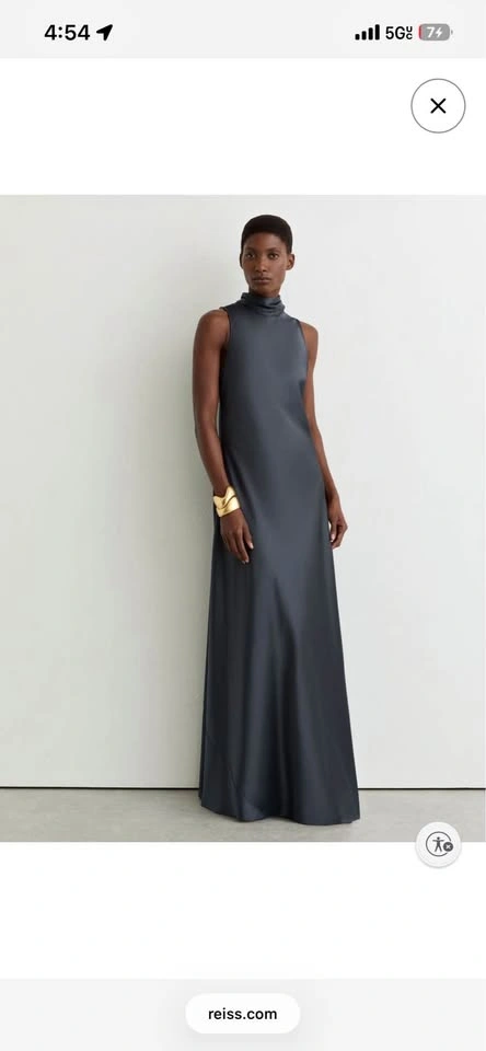 Reiss Sleeveless High-Neck Maxi Dress in Charcoal - New with tag