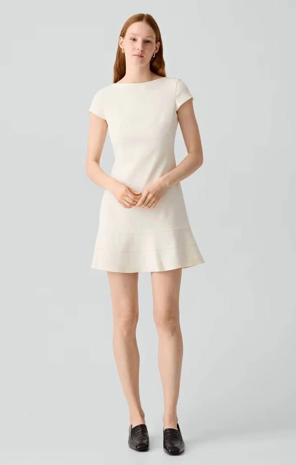 THEORY Cream Short-Sleeve Mini Dress