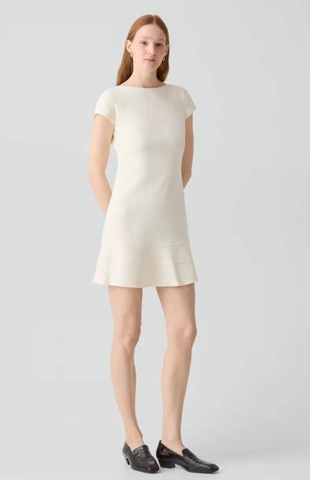 THEORY Cream Short-Sleeve Mini Dress - photo 3