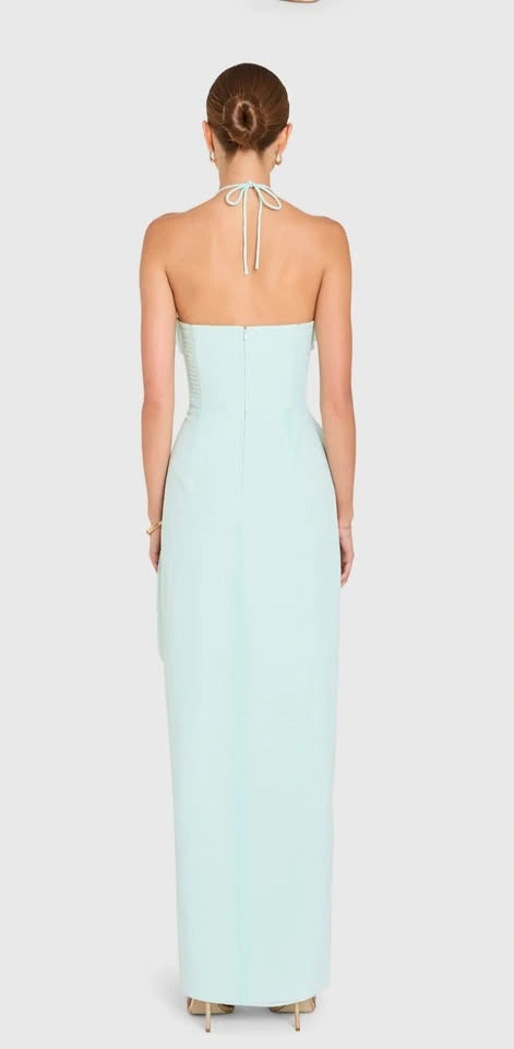 Amanda Uprichard Halter Ruffle Maxi Dress - Pale Blue - photo 4