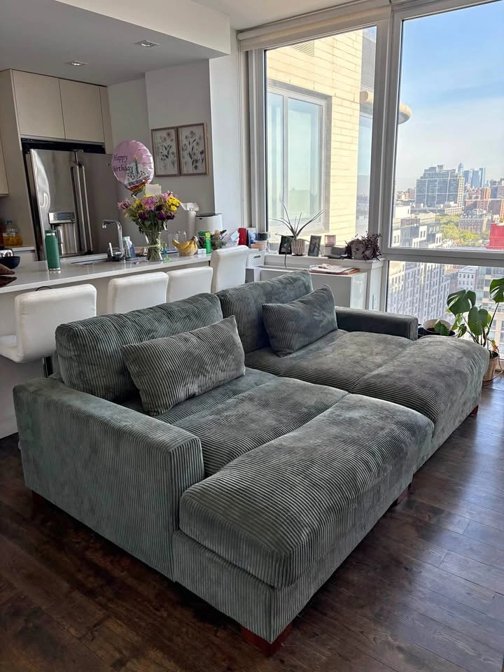 Green corduroy couch/sofa