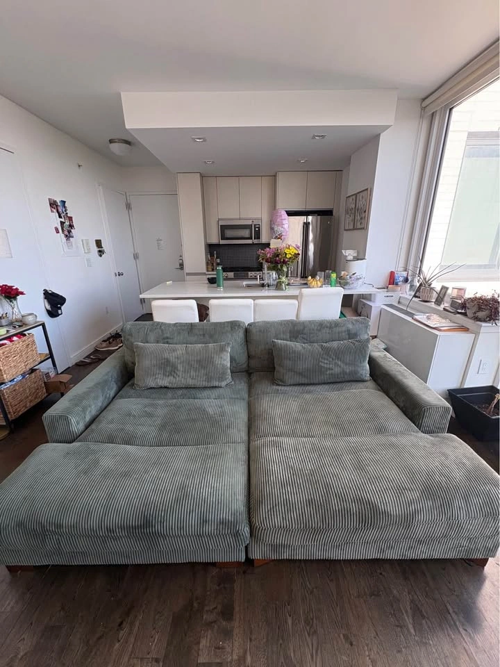 Green corduroy couch/sofa - photo 3