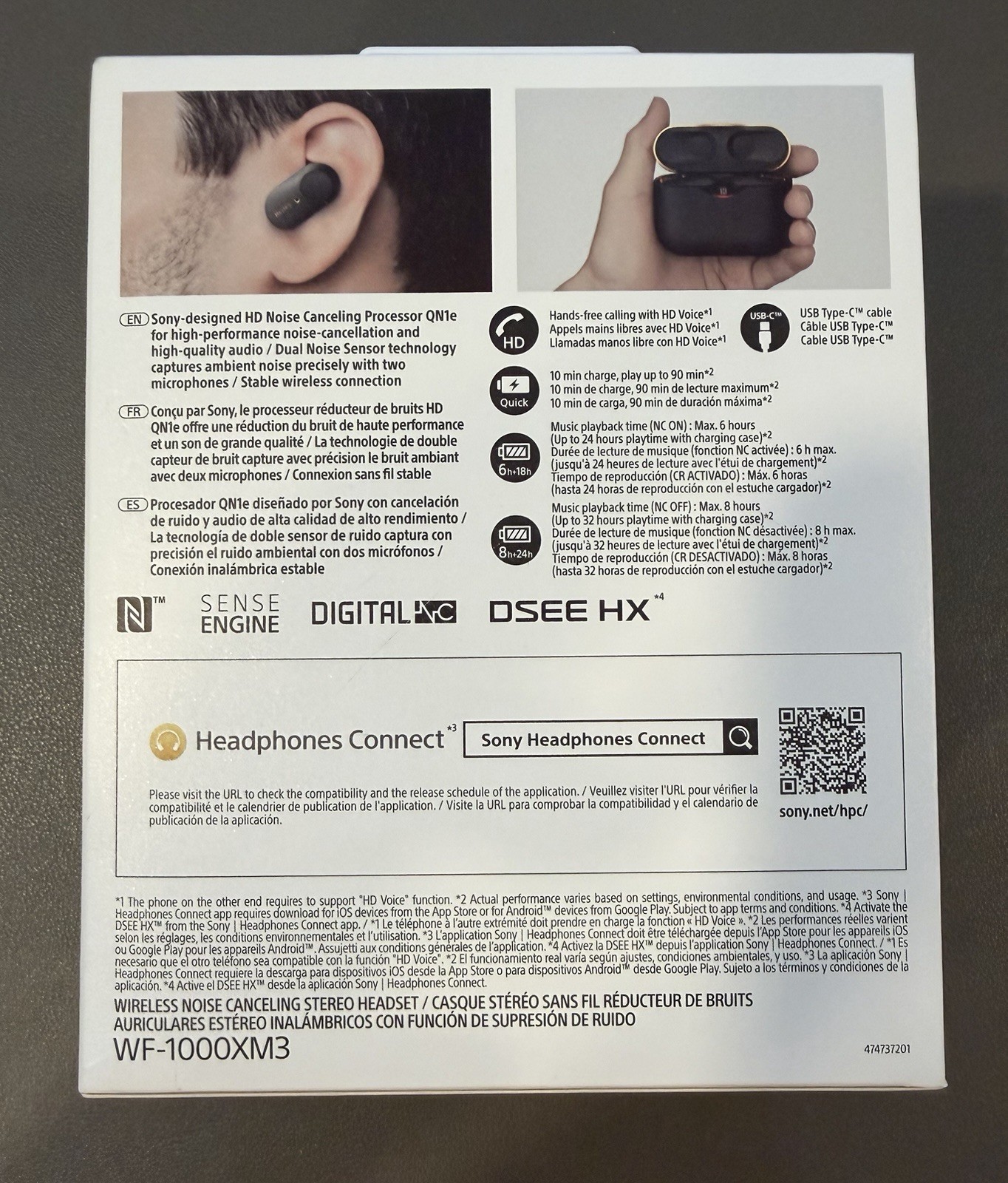 Sony WF-1000XM3 Noise Canceling Earbuds - Black - photo 2