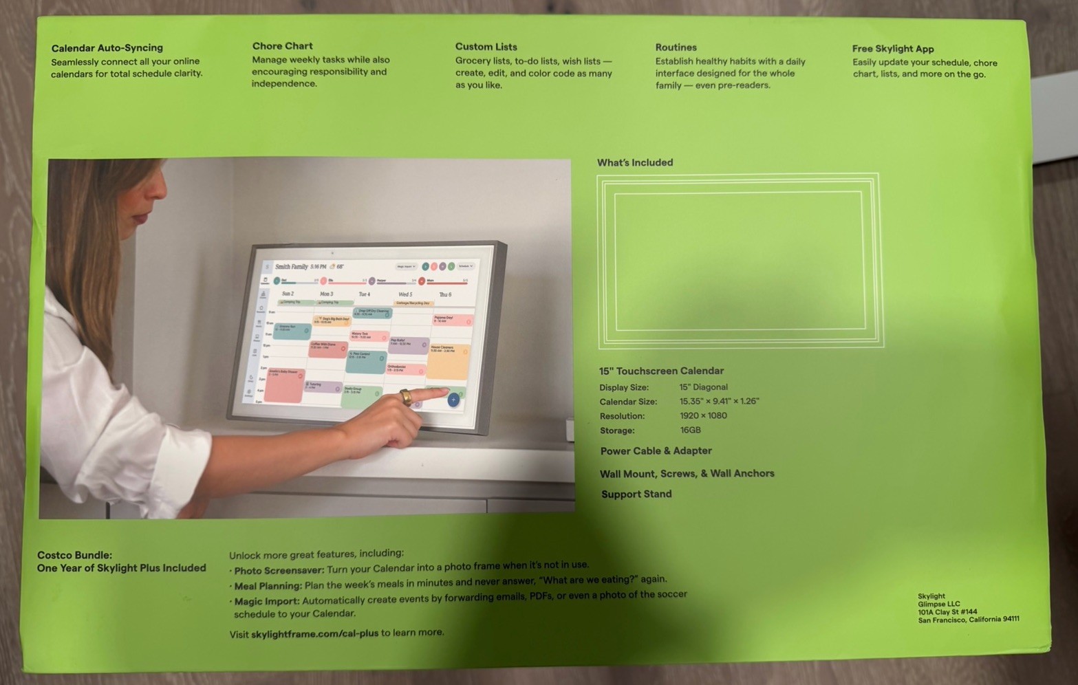 Skylight Touchscreen Smart Calendar Display 15" (Charcoal/White) - photo 2