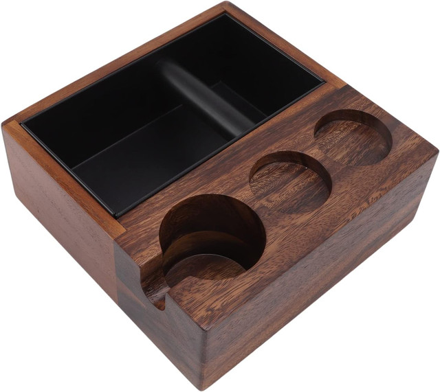 Wooden Coffee Tamping Stand, 4 in 1 Walnut Cafe Tamper Holder