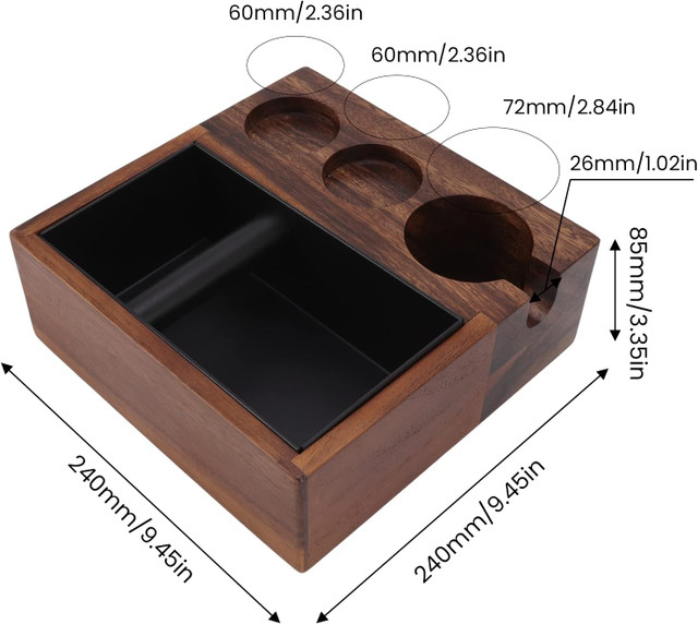 Wooden Coffee Tamping Stand, 4 in 1 Walnut Cafe Tamper Holder - photo 3