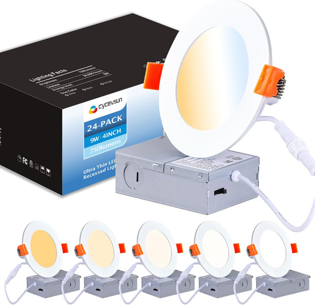 CycevSun 24 Pack Pot Lights LED 4 Inch Slim