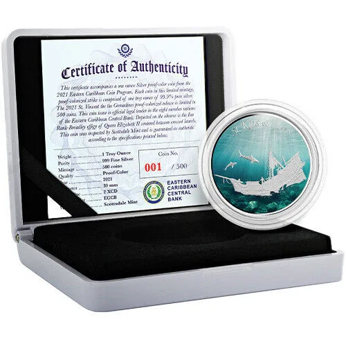2021 Colorized Silver EC8 St. Kitts & Nevis Coin thumbnail