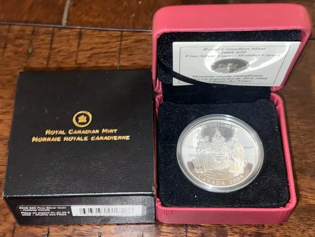 2008 Canadian $20 Holiday Carols 1 oz Silver Coin thumbnail