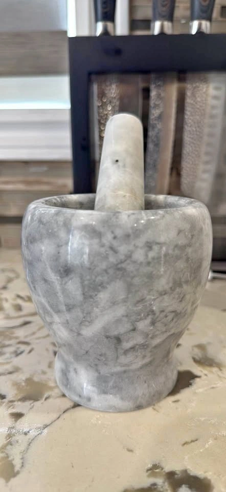 Grey Marble Mortar and Pestle