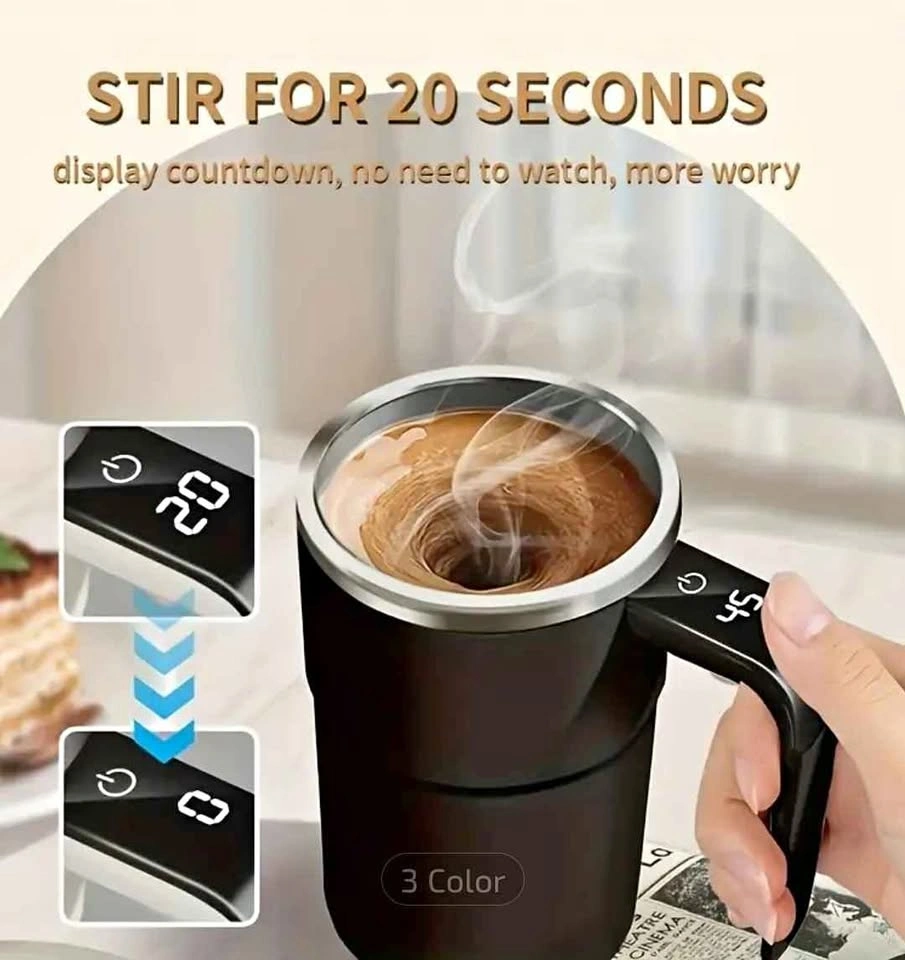 Portable Automatic Stirring Coffee Mug - BLACK