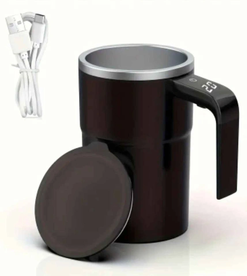 Portable Automatic Stirring Coffee Mug - BLACK - photo 2