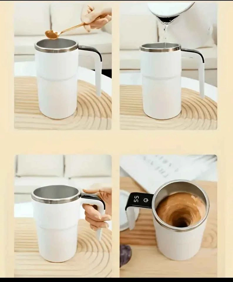 Portable Automatic Stirring Coffee Mug - WHITE - photo 2