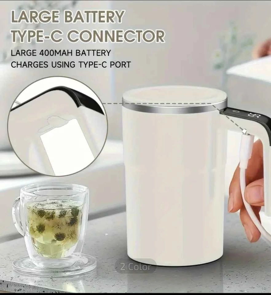 Portable Automatic Stirring Coffee Mug - WHITE - photo 5