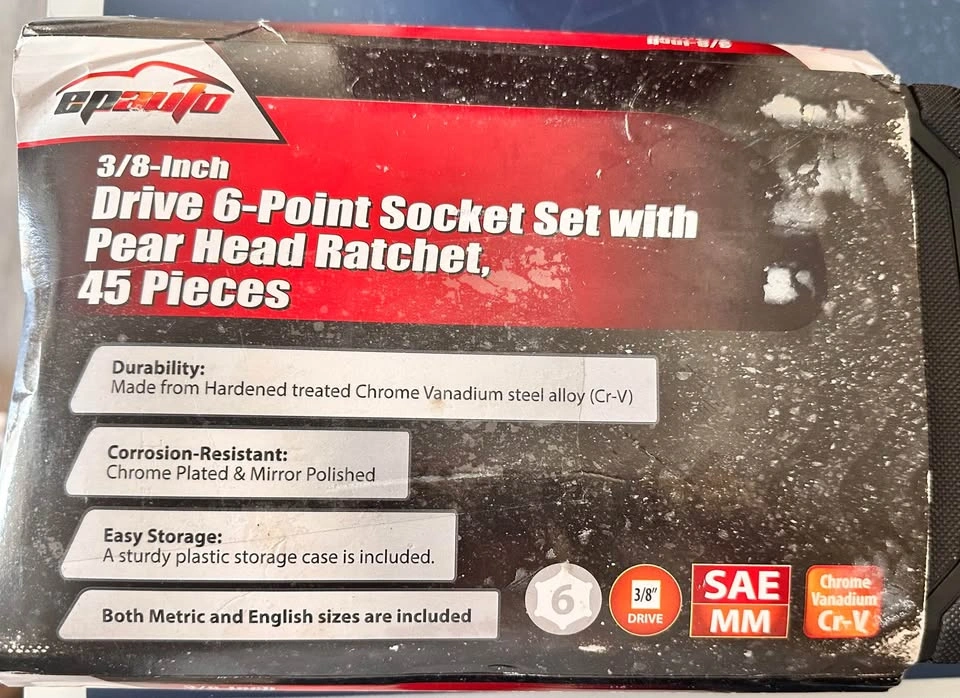 EPAuto 3/8-Inch Drive Socket Set with Ratchet, 45 Pieces - photo 4