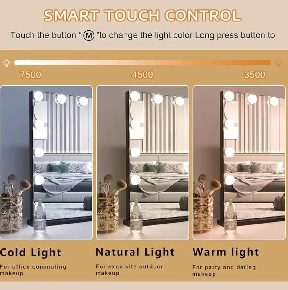 FENCHILIN Lighted Makeup Mirror w/ 15 Dimmer Bulbs image indicator(3)