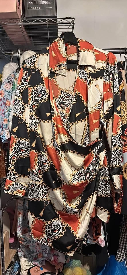 Chain Leopard Print Wrap Dress